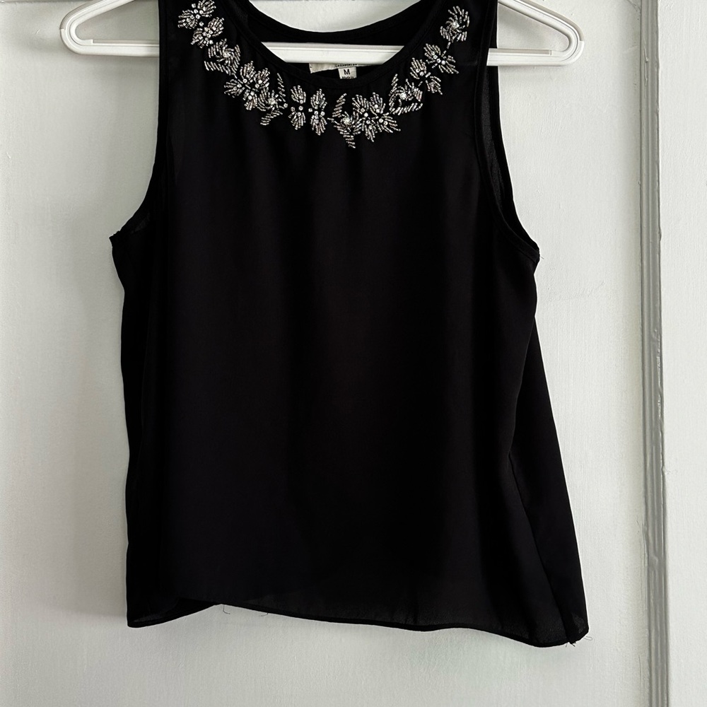 NWOT Beaded YA Los Angeles Black Sleeveless Top